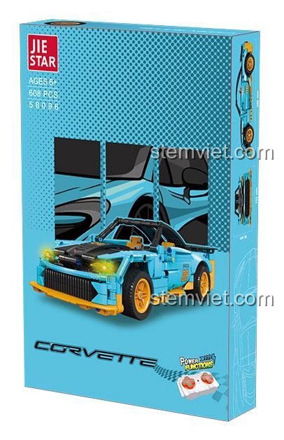 Hộp bộ lắp ráp JIESTAR 58096 Xe đua Corvette, đồ chơi mô hình Siêu xe Corvette 608 mảnh ghép, giá rẻ cho bé trai 6 tuổi