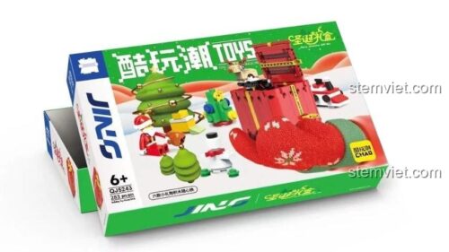 Hộp quà Giáng Sinh JING QJ5243, bộ đồ chơi lắp ráp JING QJ5243, hộp trước, đồ chơi mô hình Hộp quà bất ngờ Giáng Sinh cho bé 6 tuổi.