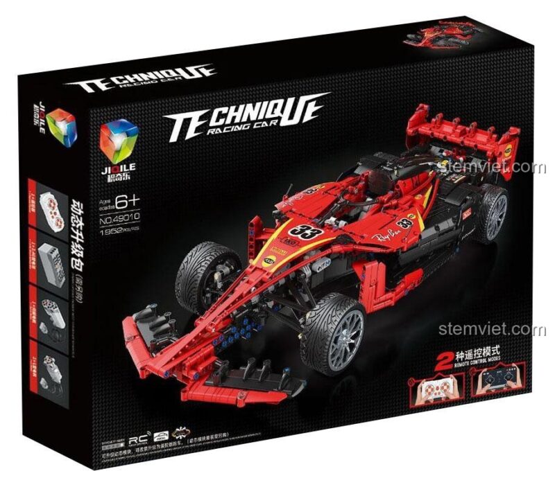 Bộ lắp ráp xe đua F1 JIQILE 49009 màu trắng, phiên bản thay thế cho 49010, dành cho bé trai 14 tuổi.