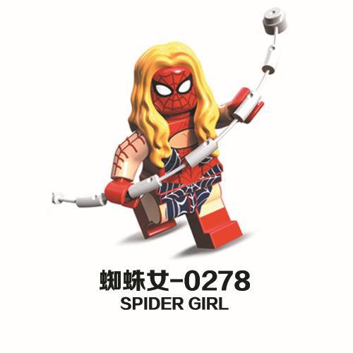Minifigure Spider-Girl JiSi 0278B, đồ chơi mô hình Nữ Người Nhện giá rẻ cho bé gái 6 tuổi.