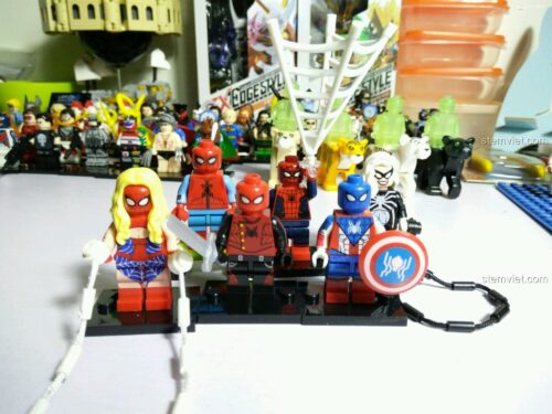 Bộ sưu tập minifigure Spider-Man của Jisi, bao gồm cả mô hình Nữ Nhện Hắc Ám 0279 và các nhân vật khác, đồ chơi lắp ráp giá rẻ cho fan Marvel.