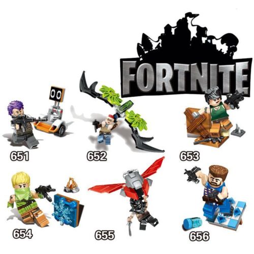 Trọn bộ 6 minifigure nhân vật game Fortnite Jisi 651, đồ chơi lắp ráp giá rẻ cho bé trai 6 tuổi yêu thích đấu trường sinh tồn.