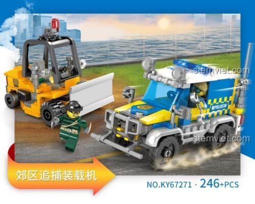 Hộp đồ chơi lắp ráp KAZI 67271 Cảnh Sát Thành Phố: Truy Đuổi Kẻ Xấu, hiển thị 246 mảnh ghép và mã sản phẩm 67271. Bộ xếp hình KAZI 67271 giá rẻ cho bé trai.