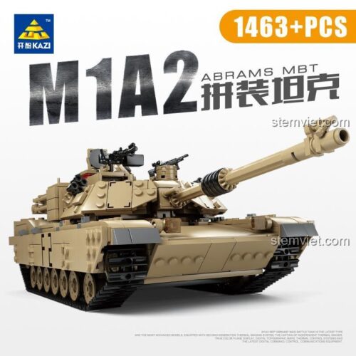 Poster quảng cáo bộ lắp ráp xe tăng M1A2 Abrams MBT KAZI KY10000 với 1463+ chi tiết.