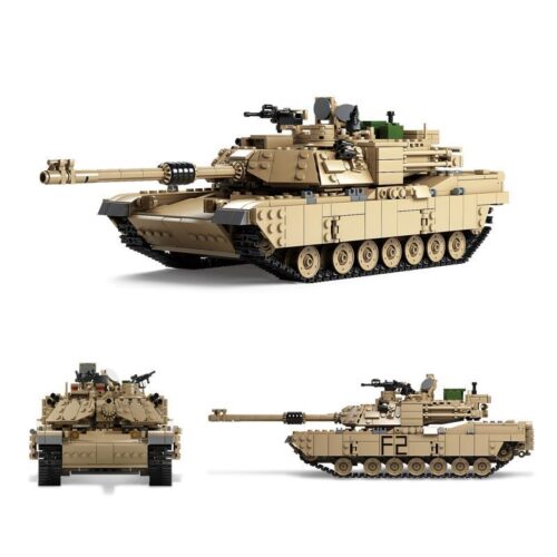 Mô hình xe tăng M1A2 Abrams KAZI KY10000 từ 3 góc nhìn khác nhau, đồ chơi lắp ráp cho bé trai 6 tuổi.