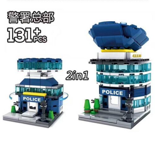 Bộ lắp ghép Trụ sở cảnh sát mini KAZI KY5003 2 trong 1, gồm 131 mảnh, dành cho bé trai 6 tuổi.