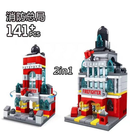 Bộ lắp ghép Trụ Sở Cứu Hỏa KAZI KY5004 cho bé trai 6 tuổi, mô hình 2 trong 1 giá rẻ.