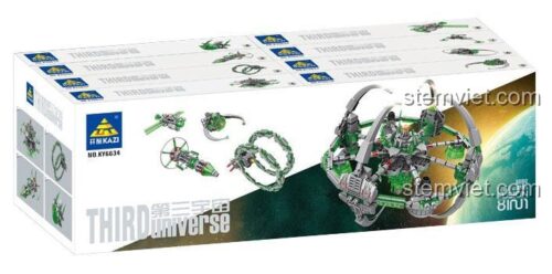 Hộp lớn bộ lắp ráp KAZI KY6634 8 trong 1, lắp được Pháo đài Mẫu hạm Siêu Không Gian, quà tặng hấp dẫn cho bé trai.