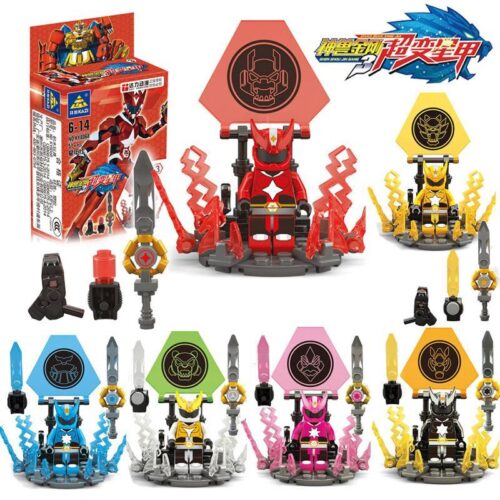 Toàn bộ sưu tập đồ chơi lắp ráp KAZI KY8068 Thần Thú Kim Cang, gồm 6 minifigure siêu nhân Tinh Giáp cho bé trai 6 tuổi.