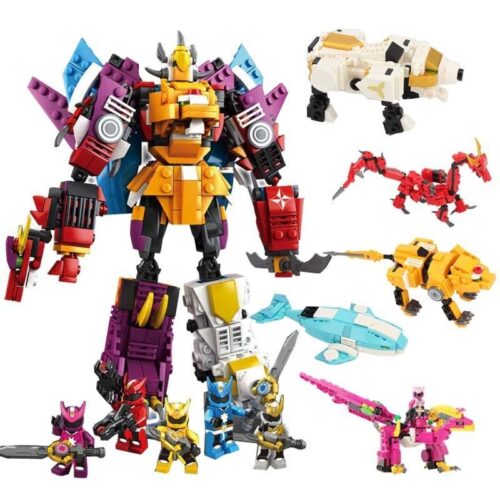 Bộ lắp ráp Robot Thần Thú Kim Cang KAZI KY8069, đồ chơi mô hình hợp thể 6 trong 1 cho bé trai 6 tuổi, giá rẻ.
