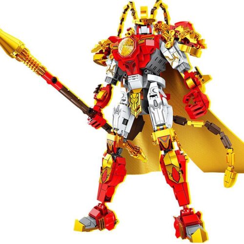 Ảnh chụp chính diện bộ lắp ráp Robot Tôn Ngộ Không KAZI KY8084, một đồ chơi mô hình ấn tượng cho bé trai 8 tuổi.
