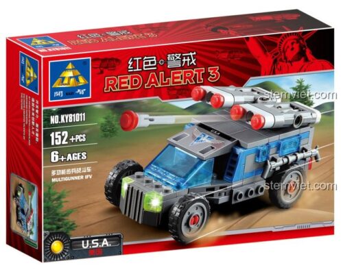 Poster giới thiệu đồ chơi mô hình KAZI KY81011 Xe IFV phe Đồng Minh và các mẫu khác trong series Red Alert 3.