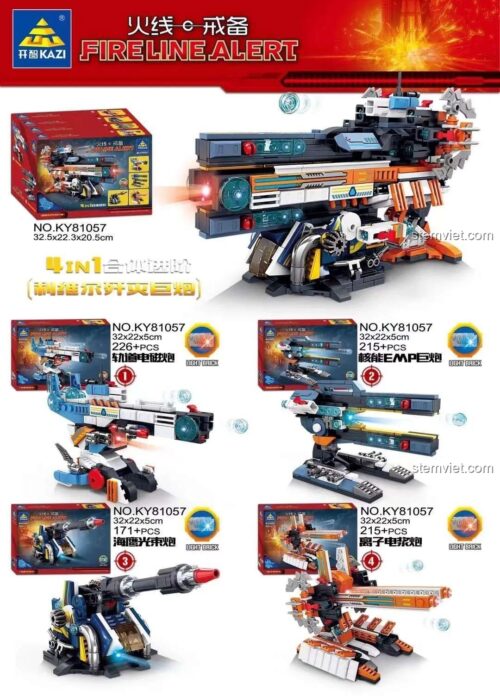 Hộp đồ chơi lắp ráp KAZI KY81057 Đại Pháo Hủy Diệt Leviathan 4 trong 1, phù hợp con trai 6 tuổi, chất lượng cao.