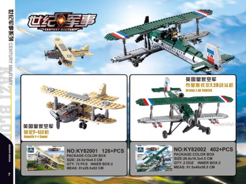 Poster giới thiệu bộ lắp ghép KAZI KY82002 Máy bay Bristol F.2B Fighter 402 mảnh.