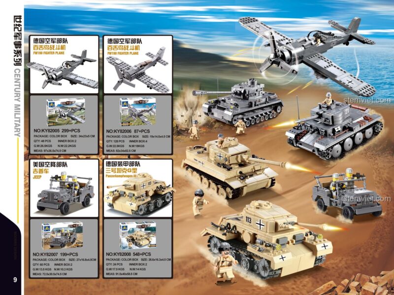 Hộp sản phẩm bộ lắp ráp Tiêm kích Fw 190 KAZI KY82006. Bộ đồ chơi quân sự Đức Quốc xã với 87 chi tiết.