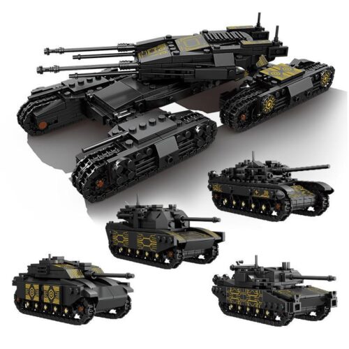 Bộ lắp ráp xe tăng KAZI KY84156 Black Gold Mammoth 5 trong 1, đồ chơi mô hình xe tăng T-90, Leclerc, M1A2, Challenger 2 cho bé trai 8 tuổi.