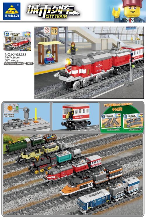 Bộ lắp ráp tàu hỏa thành phố KAZI KY98233, mô hình Đầu máy xe lửa Diesel Đông Phong 5 (DF5) với 371 mảnh ghép, có đèn và điều khiển từ xa, đồ chơi giá rẻ cho bé trai 6 tuổi.