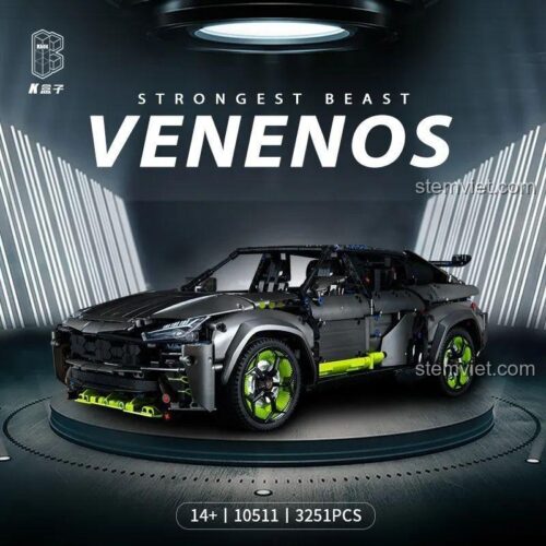 Hộp sản phẩm của bộ đồ chơi mô hình Kbox 10511, thể hiện hình ảnh chiếc Lamborghini Urus mạnh mẽ với thông tin 3251 chi tiết và độ tuổi 14+.