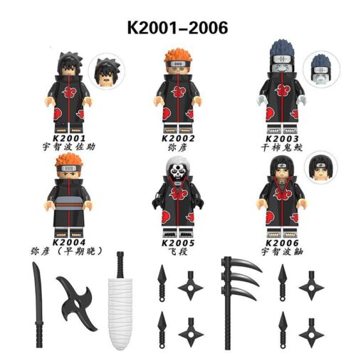 Bộ 6 Minifigure Naruto Akatsuki KDL K2001-2006 chi tiết sắc nét, đồ chơi mô hình nhân vật ninja cho bé trai 8 tuổi giá tốt
