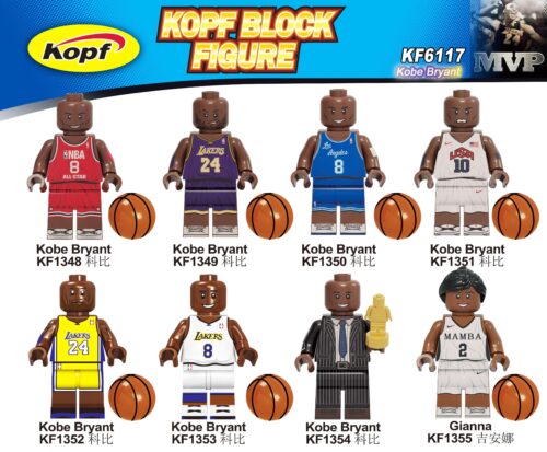 Bộ đồ chơi Minifigure Kobe Bryant và Gianna Kopf KF6117, tái hiện huyền thoại bóng rổ Kobe Bryant và con gái Gianna, phù hợp cho bé trai và bé gái 6 tuổi, chất lượng cao, giá tốt.