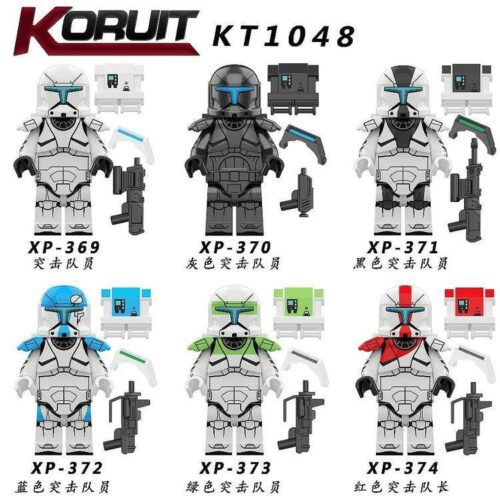 Poster giới thiệu bộ 6 minifigure Koruit KT1048 Republic Commando Star Wars, đồ chơi mô hình cho bé trai 6 tuổi giá rẻ.