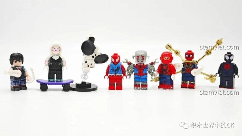 Trọn bộ 8 minifigure Người Nhện: Du Hành Vũ Trụ Nhện KORUIT KT1069, bộ sưu tập siêu anh hùng đa dạng cho bé trai và bé gái.