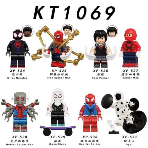 Hộp Bộ 8 Minifigures Người Nhện: Du Hành Vũ Trụ Koruit KT1069, đồ chơi lắp ráp siêu anh hùng giá tốt cho bé trai 6 tuổi.