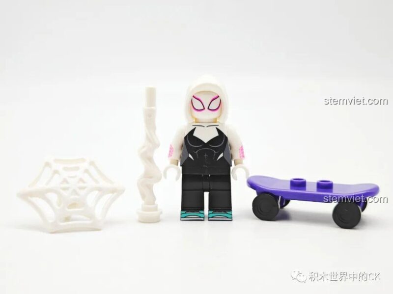 Minifigure Gwen Stacy (Ghost-Spider) trong bộ đồ chơi Người Nhện: Du Hành Vũ Trụ Koruit KT1069, đồ chơi mô hình chất lượng cao cấp.