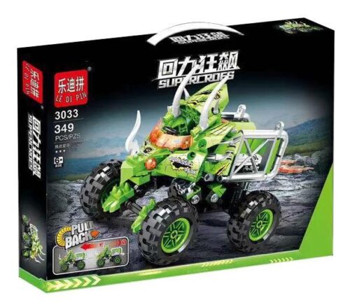 Bộ lắp ráp Le Di Pin 3033 Xe Tải Quái Vật Xanh Kéo Lùi Supercross hộp sản phẩm, đồ chơi mô hình xe tải quái vật màu xanh lá cho bé trai 6 tuổi, giá tốt.