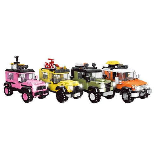 Bộ tứ xe địa hình Leier 50013 gồm Jeep Wrangler, Land Rover, Mercedes G63 và Toyota FJ Cruiser cho bé trai.