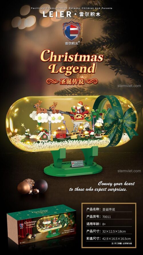 Đồ chơi mô hình LEIER 70011 Cỗ xe tuần lộc của Ông già Noel, quà tặng Giáng Sinh ý nghĩa.