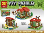 Bộ lắp ghép Ngôi nhà bên hồ LELE 33020 chủ đề Minecraft, lắp được 3 kiểu nhà, quà tặng giá rẻ cho bé trai 6 tuổi.