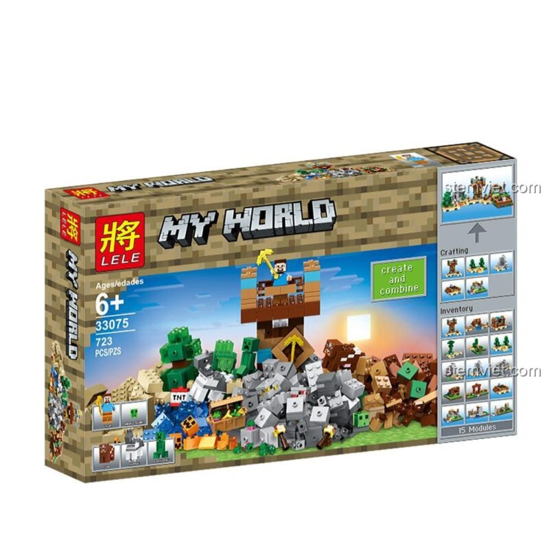 Hộp đồ chơi LELE 33075 Thế giới Minecraft, 15 module lắp ráp, cho bé trai thỏa sức sáng tạo.