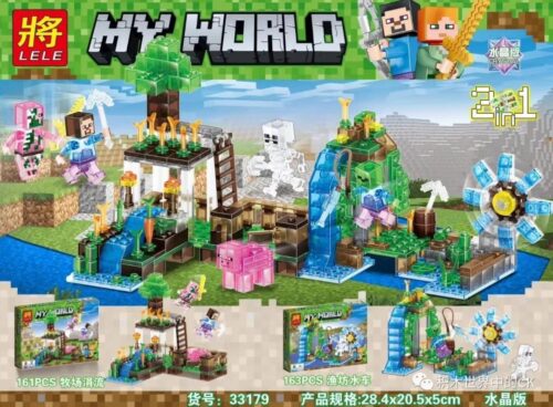Bộ lắp ghép Minecraft Thế Giới Pha Lê LELE 33179, đồ chơi lắp ráp 2 trong 1 với 324 mảnh ghép trong suốt, phù hợp cho bé trai và bé gái 6 tuổi, giá tốt.
