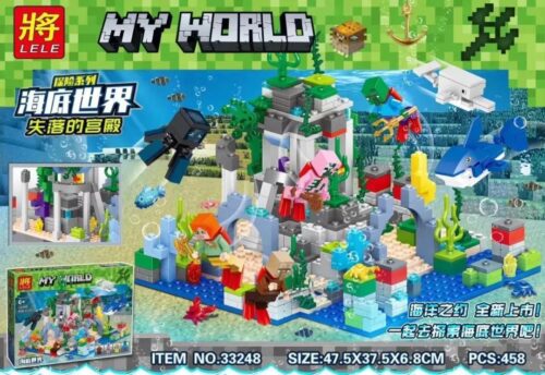 Bộ lắp ráp LELE 33248 Cung điện dưới đáy biển Minecraft giá rẻ cho bé trai 6 tuổi, gồm 458 mảnh ghép.