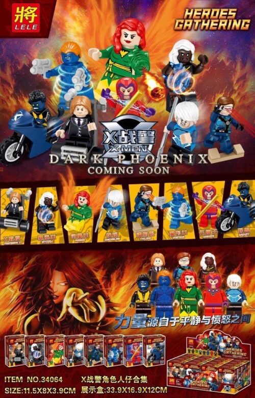 Bộ sưu tập 8 minifigure X-Men LELE 34064, đồ chơi lắp ráp siêu anh hùng Marvel cho bé trai 6 tuổi giá rẻ.