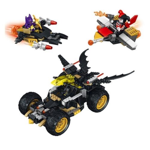 bộ lắp ráp Xe Batmobile LELE 34114 cho bé trai 6 tuổi giá rẻ, bao gồm 3 mô hình và 4 nhân vật.