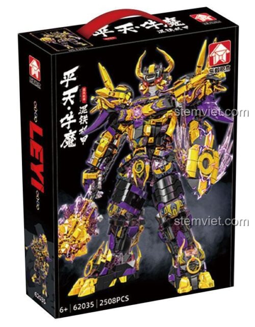 Hộp sản phẩm bộ xếp hình Mecha Tây Du Ký LEYI 62035, quà tặng hấp dẫn cho bé trai.