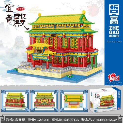 Hộp đồ chơi lắp ráp Cung điện Nghi Xuân Lezi LZ8208, hơn 6000 chi tiết, chất lượng cao, cho bé 6 tuổi, giá tiết kiệm.
