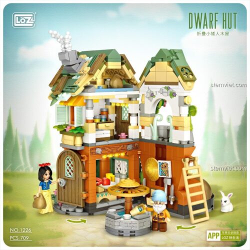 Đồ chơi mô hình Ngôi nhà nấm LOZ 1226, chi tiết minifigure Bạch Tuyết và chú lùn, phù hợp bé gái 6 tuổi