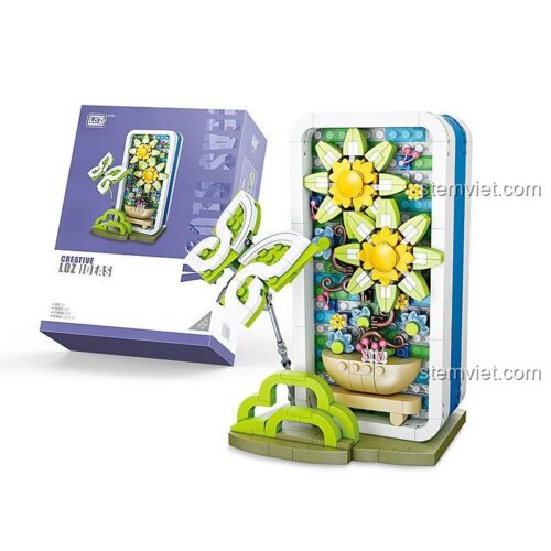 Hộp trang sức LOZ 1932 với thiết kế hoa bướm, bộ xếp hình mini block cho con gái 6 tuổi, chất lượng cao.