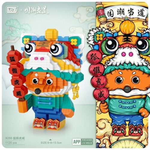 Bộ lắp ghép LOZ 9266 Mô hình Cáo Mượn Oai Hùm, đồ chơi mô hình Guochao độc đáo cho bé 6+ tuổi.