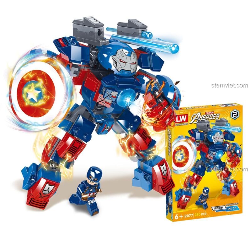 Bộ khối lắp ghép Thanos 77, đồ chơi xây dựng Mech LW, bộ đồ chơi Robot 2077, LW Bộ Giáp Sắt 77.