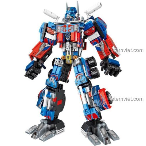 Mô hình Robot Optimus Prime LW 7043 sau khi lắp ráp hoàn chỉnh từ 553 mảnh ghép, chi tiết sắc sảo.