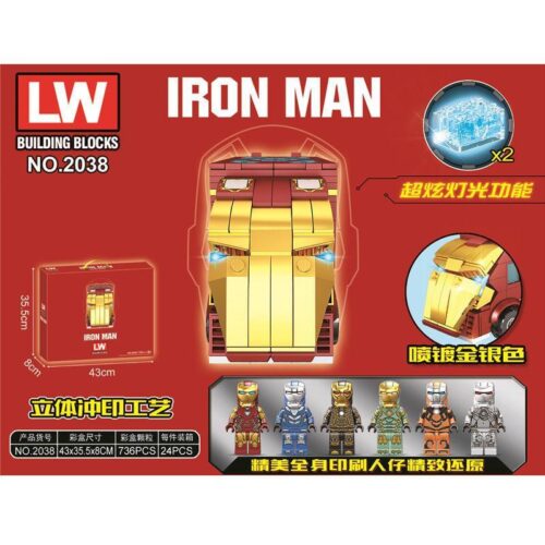 Hộp bộ lắp ghép LW Building Blocks 2038 Xe Tải Iron Man Di Động 736 mảnh ghép, có đèn LED, phù hợp bé trai 6 tuổi, giá tốt