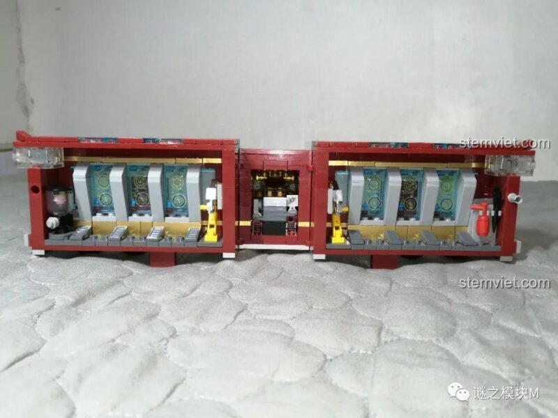 Xe tải Iron Man Di Động LW Building Blocks 2038 mở rộng hoàn toàn, biến thành phòng thí nghiệm di động