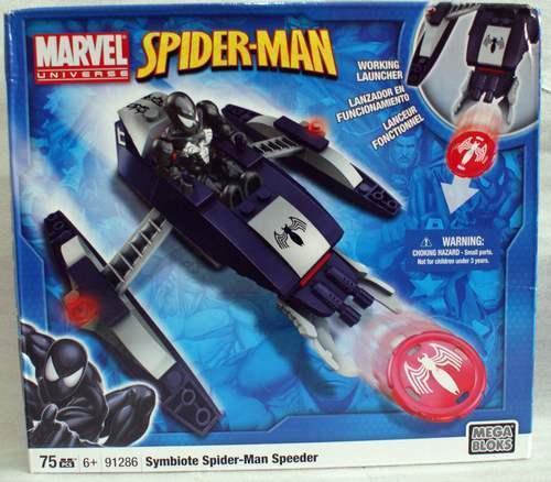 Bộ lắp ráp Mega Bloks 91286 Symbiote Spider-Man Speeder giá rẻ cho bé trai 6 tuổi, có tính năng bắn đạn nhựa.