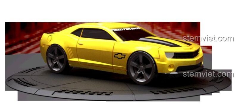 Mô hình Chevrolet Camaro SS 95719 trên bệ trưng bày, đồ chơi tốc độ kinh hoàng, phù hợp bé trai 6 tuổi.