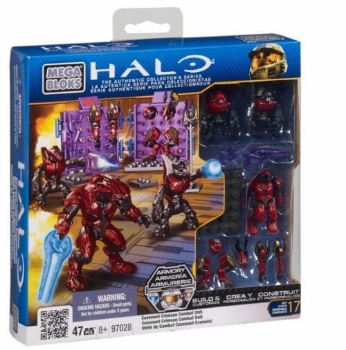 Hộp sản phẩm bộ lắp ghép Đơn vị Chiến đấu Đỏ thẫm Covenant Mega Bloks 97028, đồ chơi mô hình Lính Covenant chất lượng cao cho con trai 8 tuổi, giá tốt.