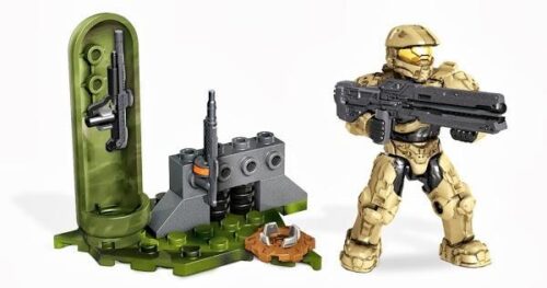 Bộ lắp ghép Mega Bloks 97165 Gói Vũ khí UNSC Halo với lính Spartan và giá vũ khí, đồ chơi giá rẻ cho bé trai 8 tuổi.